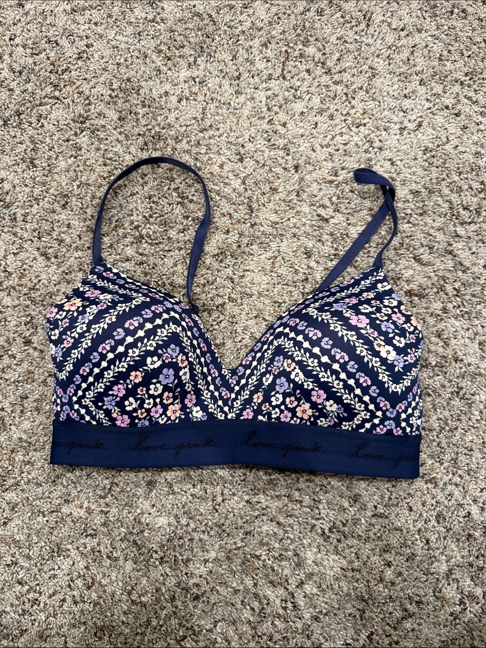 PINK Victoria's Secret Navy Floral Soft Bralette